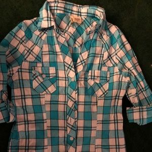 Turquoise plaid shirt